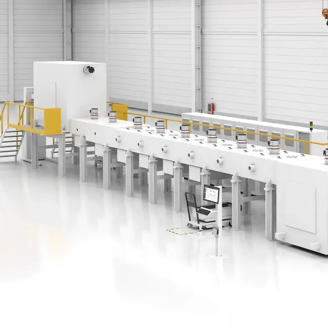 Perspective view of a VON ARDENNE metal strip coating system.